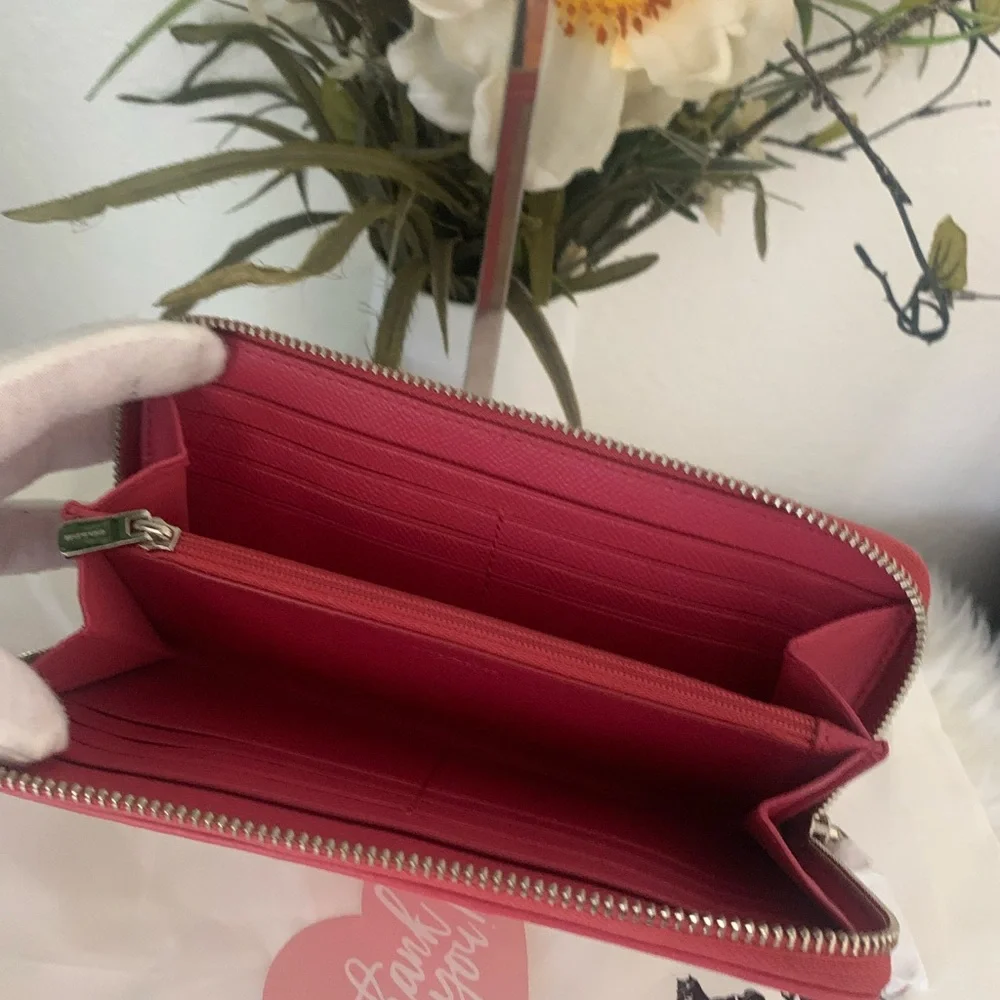 Coach Signature Leather Zip Around Long Accordion Wallet
